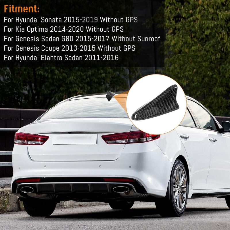 AMSPRAC Real Carbon Fiber Shark Fin Antenna Cover,Car Roof Antenna Caps fit for Kia Optima 2014-2020,Sonata 2015-2019,Genesis Sedan G80 2015-2017,Genesis Coupe 2013-2015,Elantra Sedan 2011-2016 - Image 2